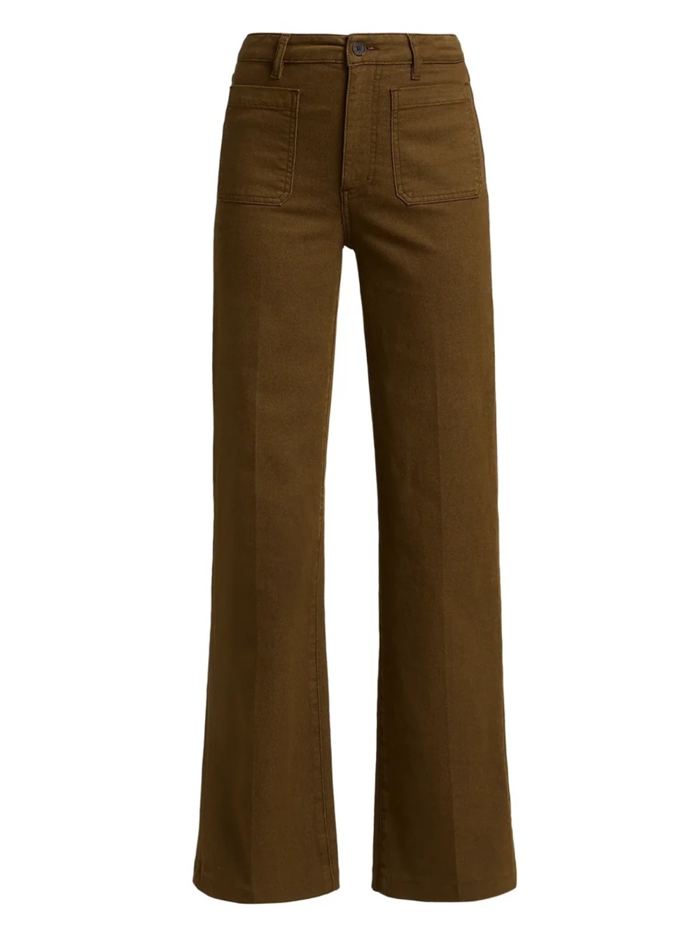 Frame Denim Wide-Leg High-Rise Jeans in Olive Brown
